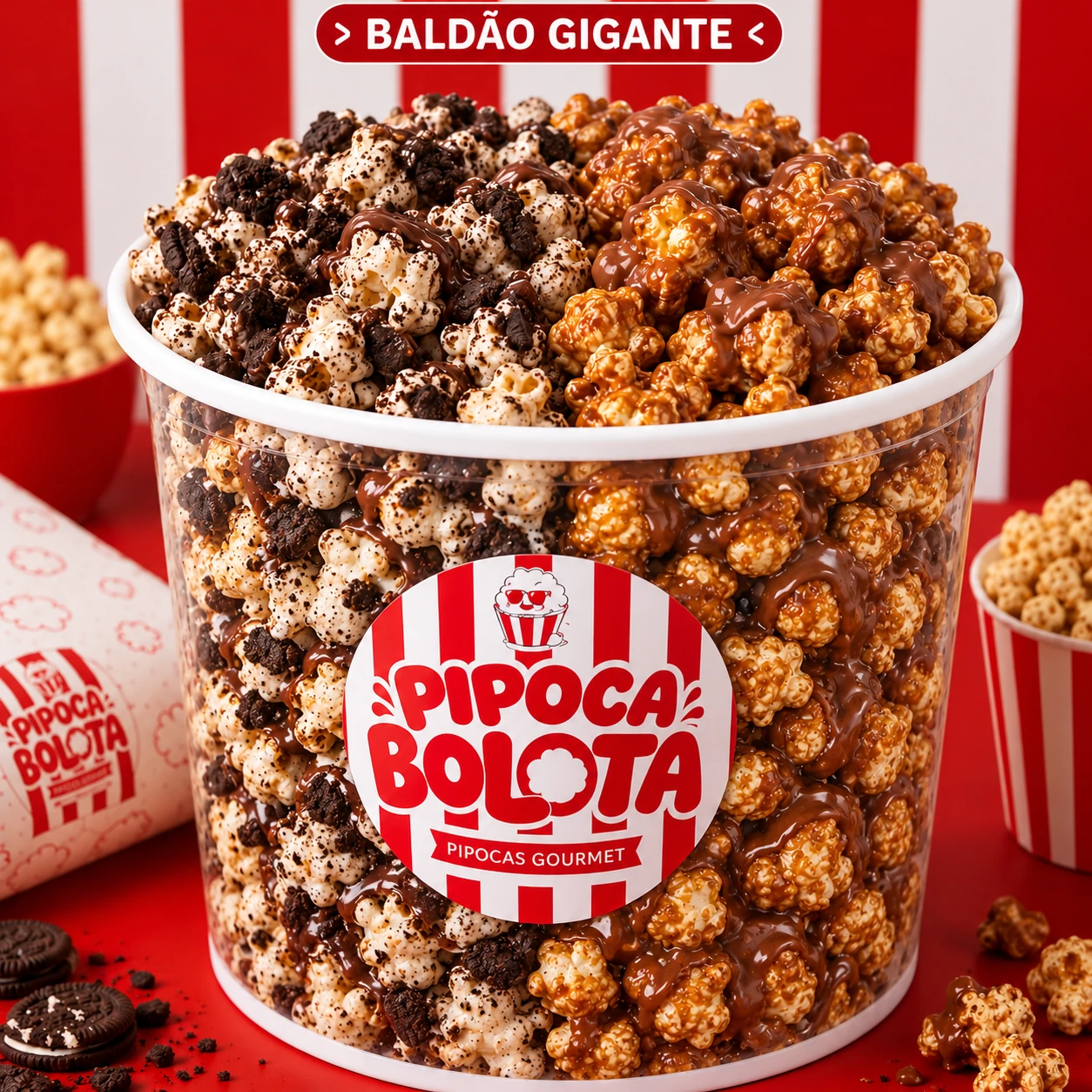 Baldão Gigante com dois sabores e recheio do topo até o fundo